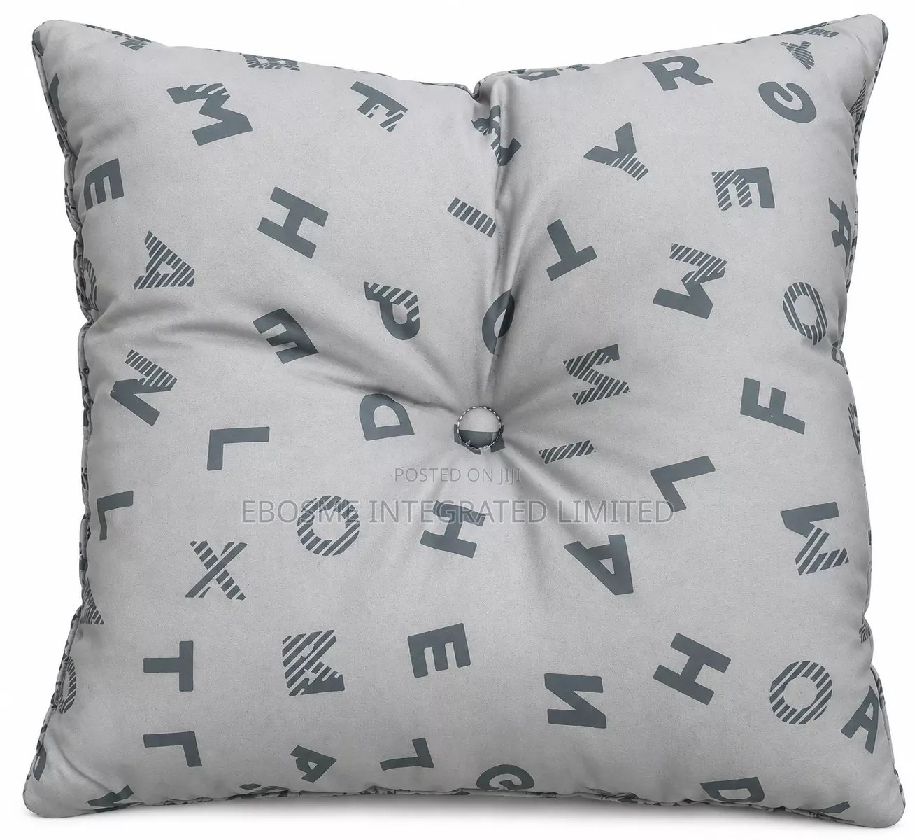 Mini Alphabet Decorative Cushion 30 × 30cm – Grey