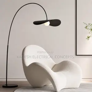 Nordic Minimalist Black LED MetalHat Lampshade FloorLamp Lustre Study
