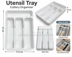 Japanese 4-Compartment Cutlery Utensil Organizer Tray – White