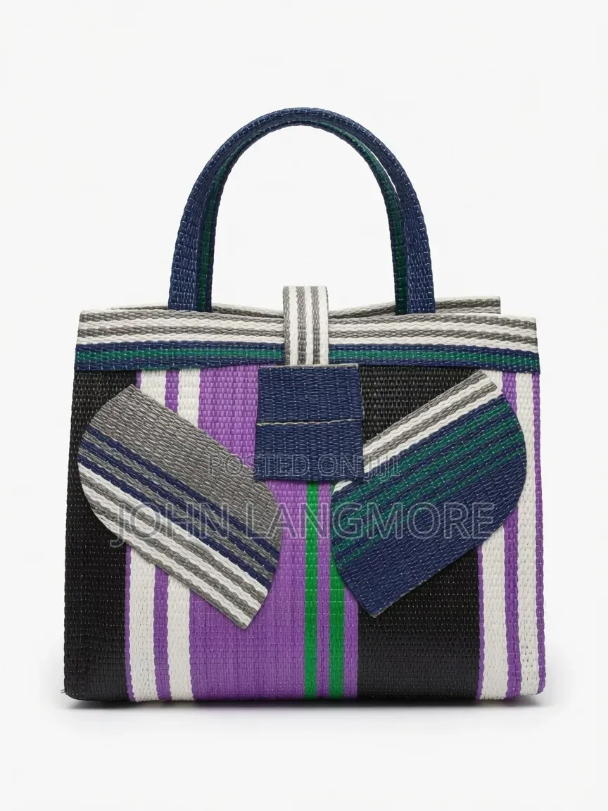 Azure Bloom Woven Tote Bag