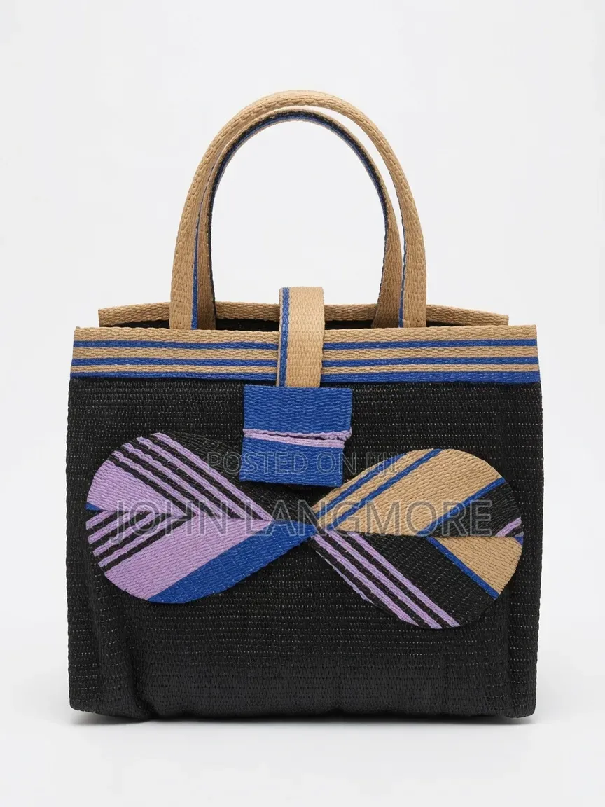 Azure Bloom Woven Tote Bag