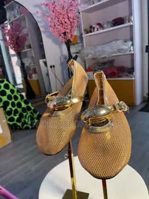 Brown With Gold Design Sandals