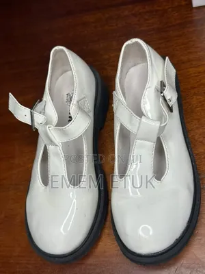 White T Bar Patent Shoe