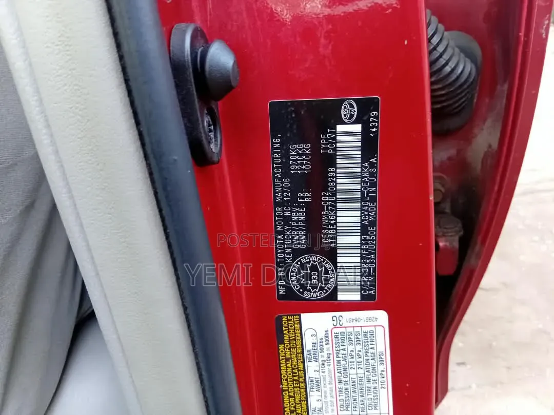 Toyota Camry 2.4 LE 2008 Red