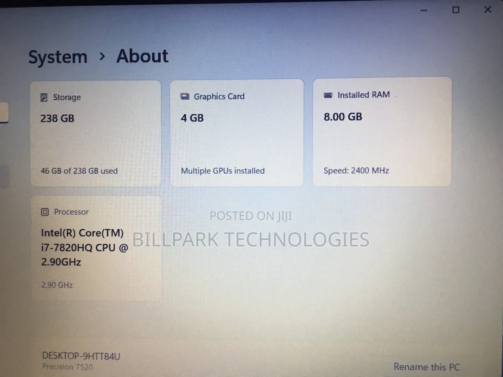 Laptop Dell Precision 7520 8GB Intel Core i7 SSD 256GB