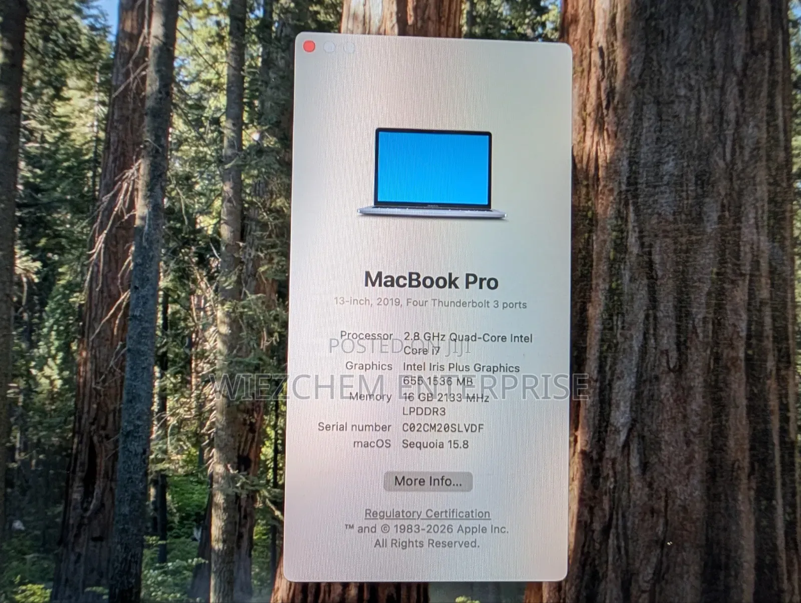 Laptop Apple MacBook Pro 2019 16GB Intel Core i7 SSD 1T