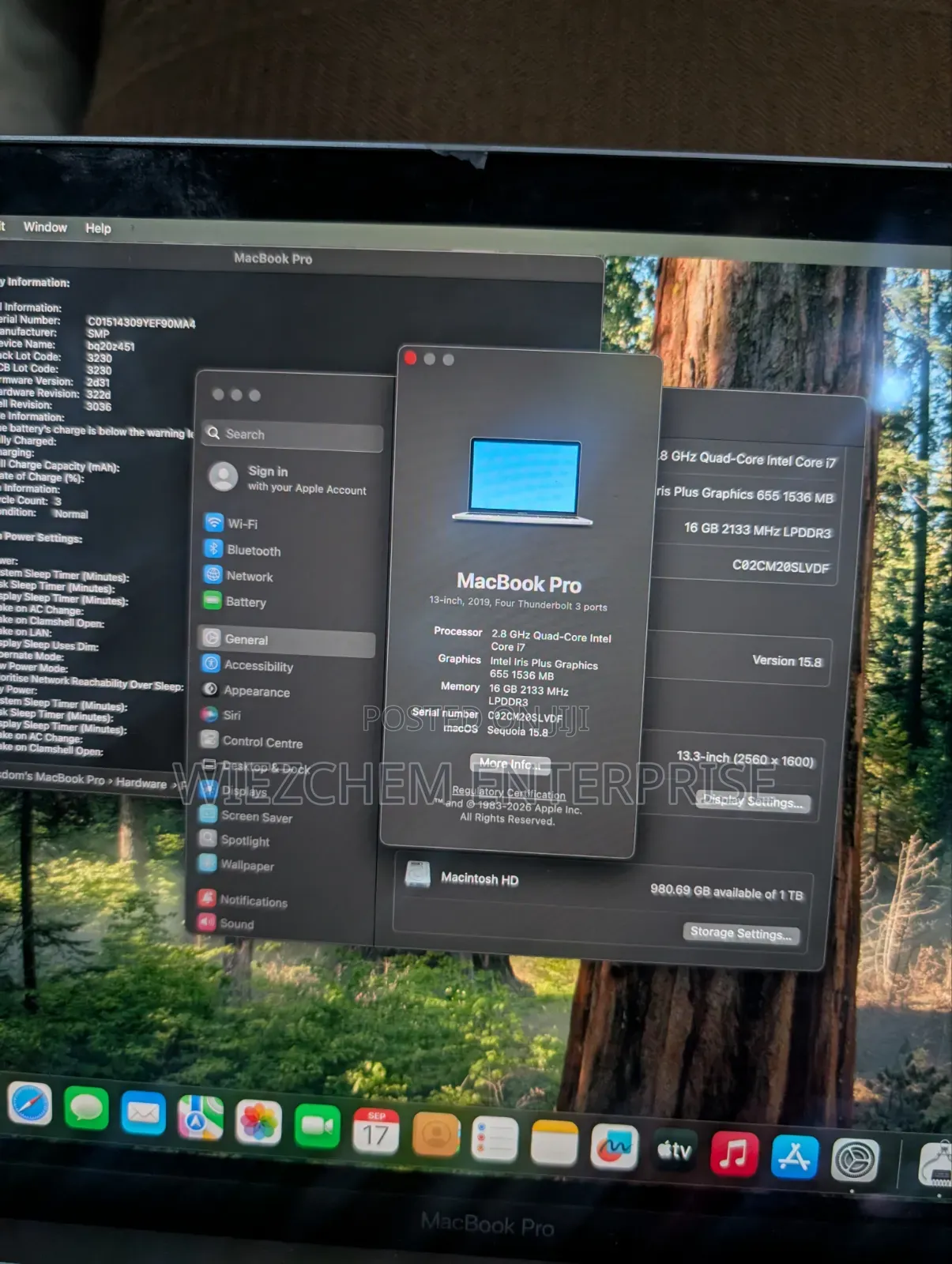 Laptop Apple MacBook Pro 2019 16GB Intel Core i7 SSD 1T