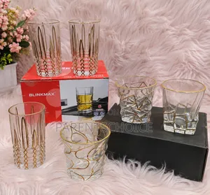 Elegant Gold-Rimmed Glass Tumbler Set- 6 Pieces