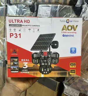 P31 Triple Lens V380 Pro Ultrahd Low Power Solar PTZ Camera