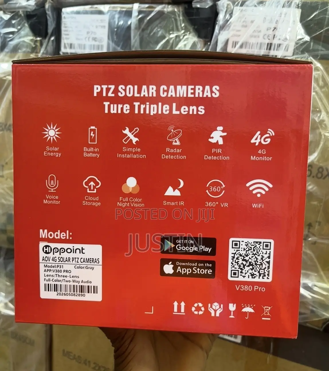 P31 Triple Lens V380 Pro Ultrahd Low Power Solar PTZ Camera