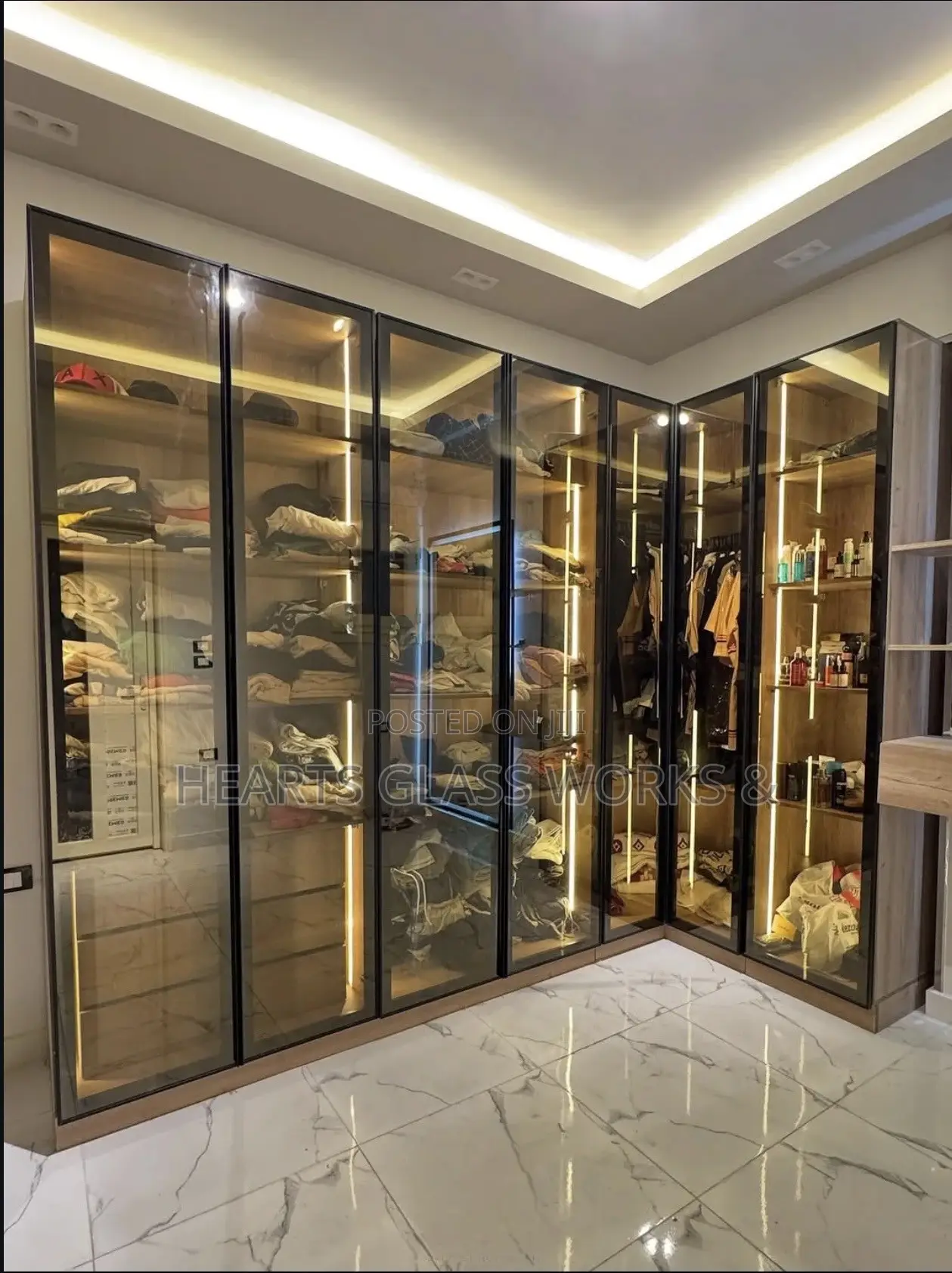 Beautiful Closet With Frame Glass Doors