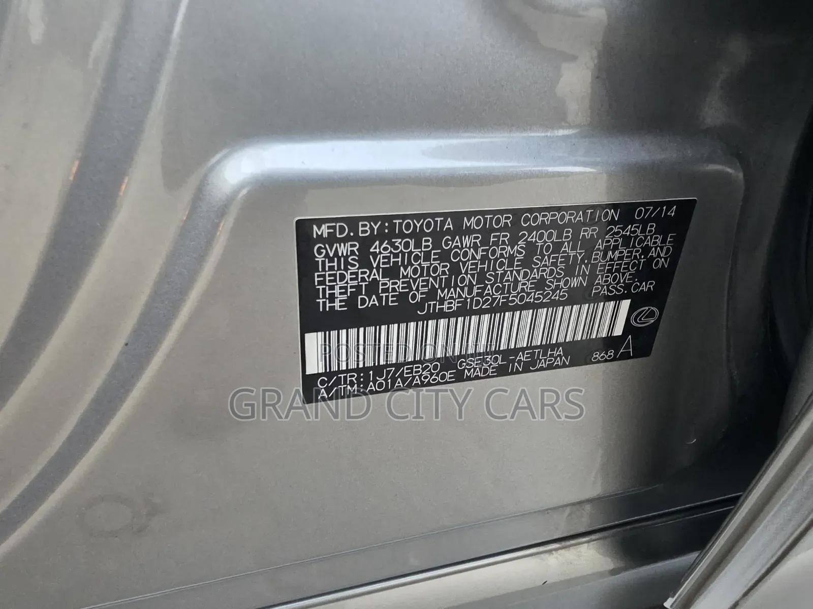 Lexus IS 250 2015 Silver