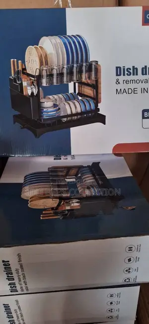 2 Tier Black Dish Rack With Cutlery Holder