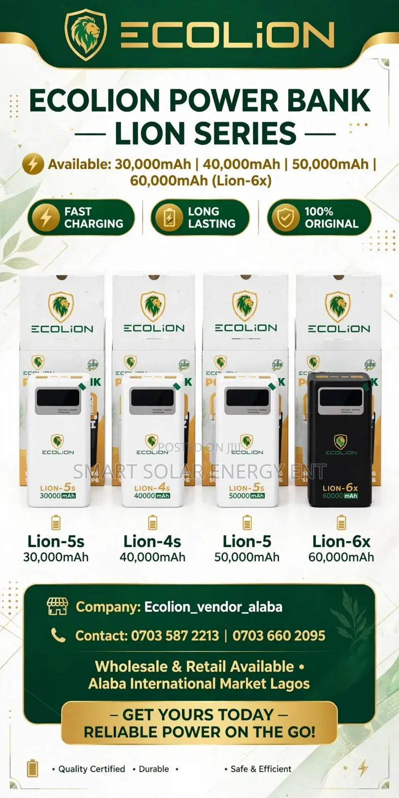 Ecolion Power Bank All Sizes