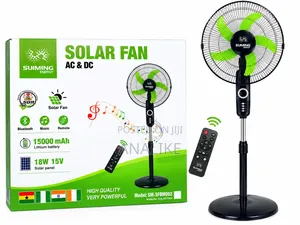 Rechargeable Solar Fan AC DC With Remote Control, Bluetooth Speakers