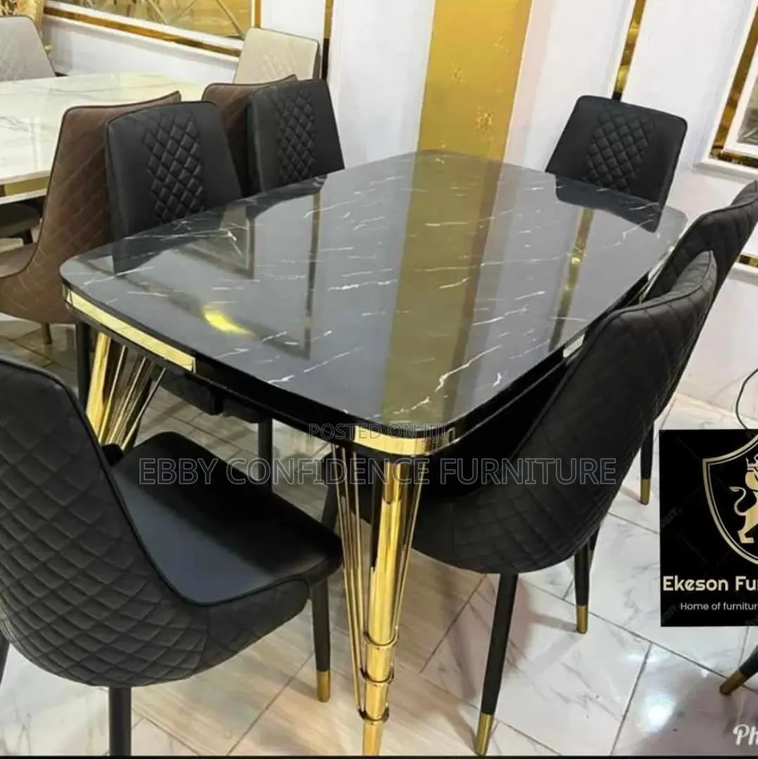 Quality Marble Top Dining Table With Iron Legs