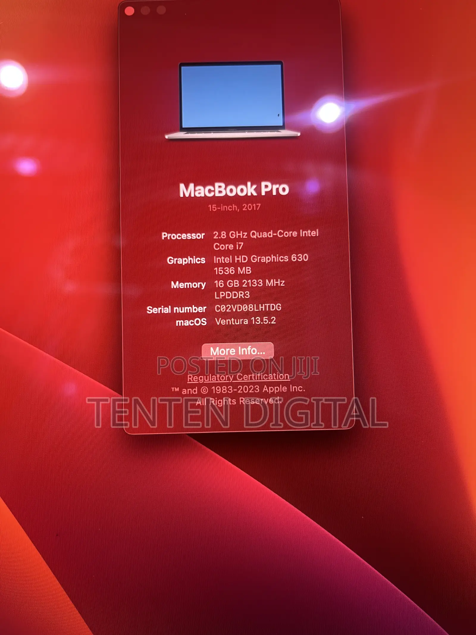Laptop Apple MacBook Pro 2017 16GB Intel Core i7 SSD 512GB