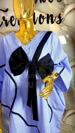 Stripe Linen Bubu Bow Dress