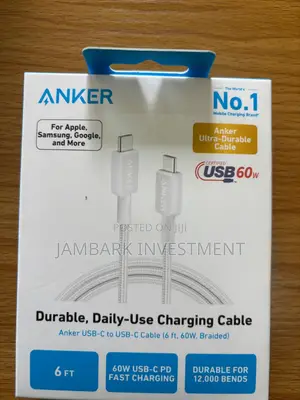 Anker USB-C to USB-C Cable (6Ft, 60W, Braided)