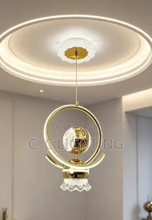 Modern Luxury LED Chandelier Sculptural Gold Brass Pendant Light