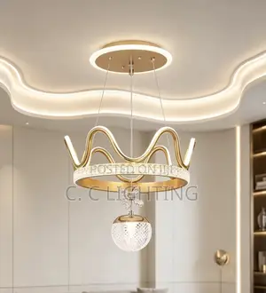 Luxury Crown LED Pendant Light Gold Modern