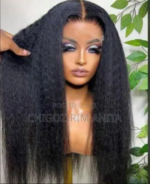 Inches Kinky Straight Lace Frontal Wig 100%human Hair