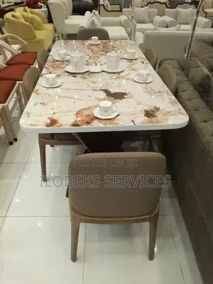 New Luxury 6 Seater Marble Dining Table Chairs