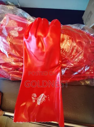 American Safety Red PVC Chemical-Resistant Rubber Work Gloves
