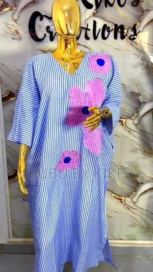 Stripe Linen Cotton Bubu Dress