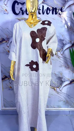 Stripe Linen Embroidery Bubu