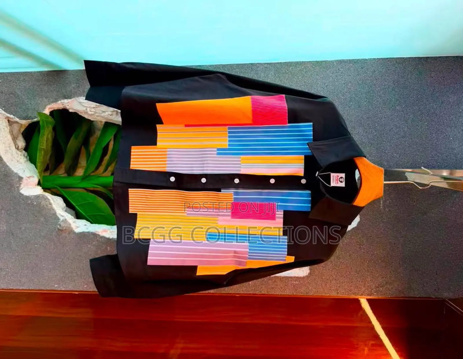Designer Color-Block Stripe Patchwork Statement Shirt