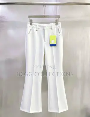 Designer Tailored Flare Trousers With Pocket Embroidery (Wine / White)