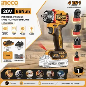 Ingco Cordless Multi-Head Drill Driver 66nm 20v