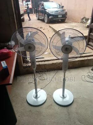 Leku 16" Solar Rechargeable Standing Fan With Remote + 2 Bulbs