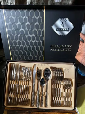24pcs Luxury Stainless Steel Cutlery Set - Silver Textured Handle