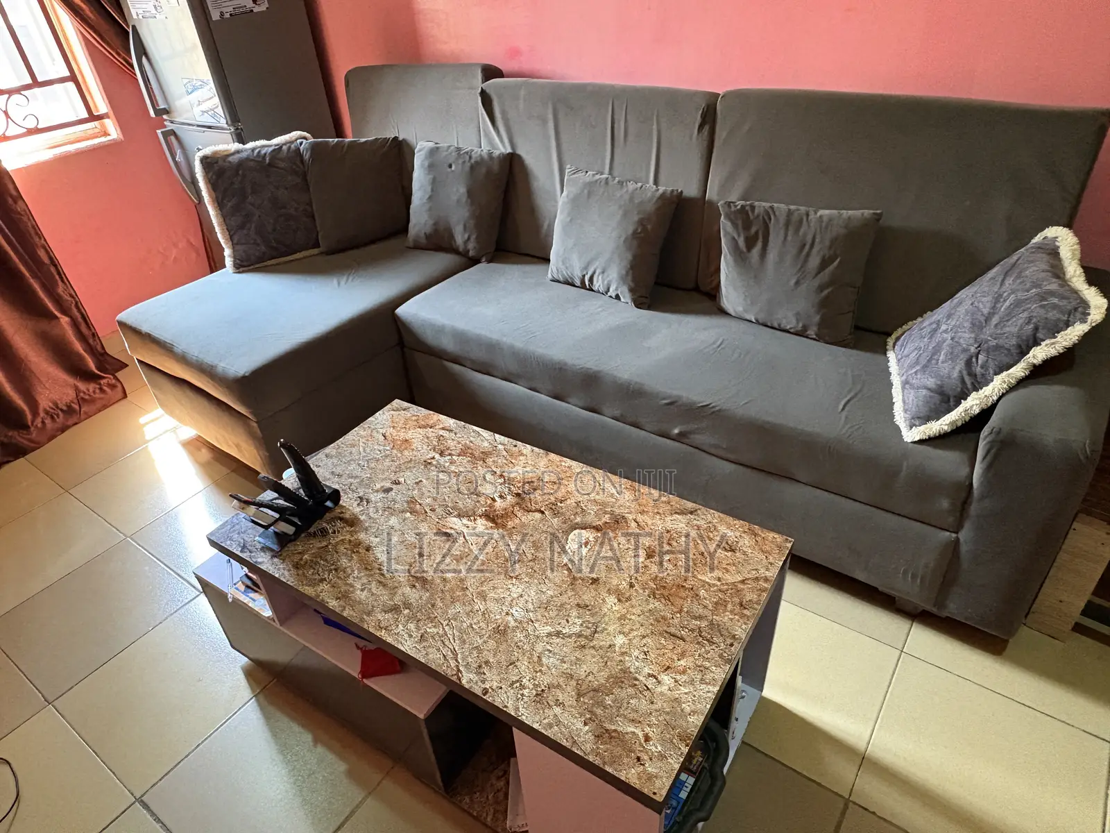 L Shaped Sofa and Table