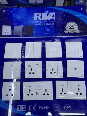 White Color of RIVA Electric Switches and Sockets
