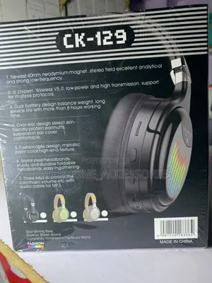 CK-129 Extra Bass Wireless Bluetooth Headset – Foldable With RGB LED