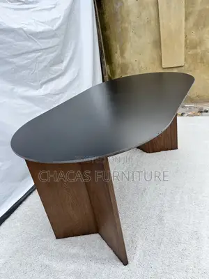 Luxury Oval Marble-Top Dining Table With Solid Wooden Base