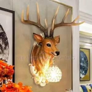 Elegant Deer Head Gold Decorative Wall Sconce - For Living Room, Hotel