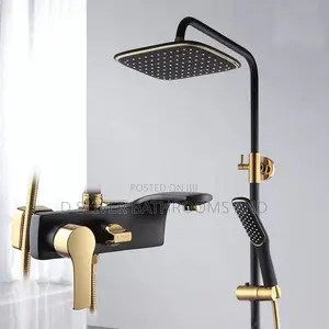 3 in 1 Rainfall Shower Mixer Set- Black Gold