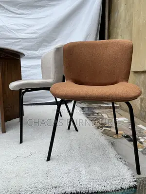 Modern Textured Fabric Accent Dining Chair With Black Metal Legs