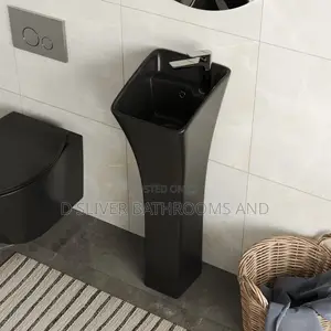 One-Piece Standing Wash Hand Basin, Black