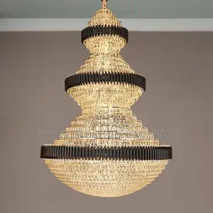 800mm Two-Steps Crystal Chandelier Light – Black Gold