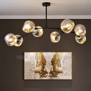 Stoned Smoke Glass Sculptural Chandelier–For Living Room, Receptions