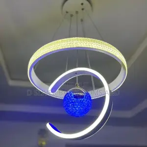 LED Crystal Ring Chandelier With Color-Changing Light