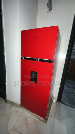Hisense Red Double-Door Refrigerator + Water Dispenser Clean