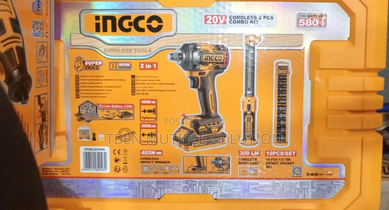 Ingco 20V Cordless Impact Wrench Combo Kit,