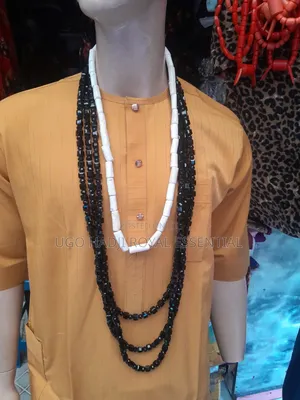 Premium 3-Layer Black Crystal White Coral Men's Ceremonial Bead Set