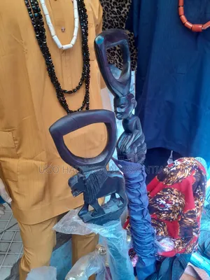 Traditional Hand-Carved Wooden Walking Stick / Chieftaincy Cane